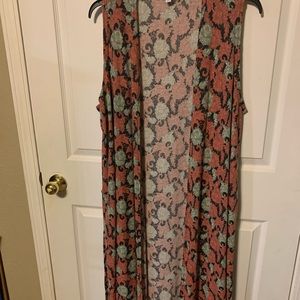 LuLaRoe long Joy pink & gray floral xl vest